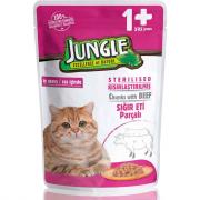 Jungle влажный корм для взрослых стерилизованных кошек с говядиной в соусе 85 г